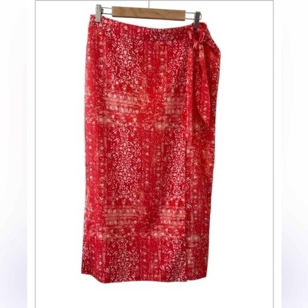 Rachel Zoe Silky Floral Cottagecore Elastic Side Tie Faux Wrap Size Large